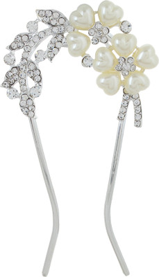

Bolt Pearl Flower Hair Clip(Silver)