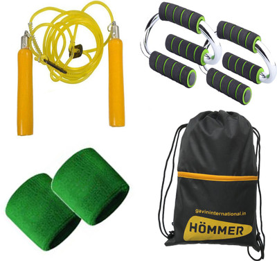 

HOMMER S SHAPE PUSHUP BAR, WODDEN HAND GRIP, WRIST BAND, GYM BAG Gym & Fitness Kit