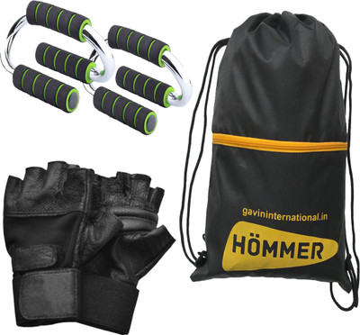 

HOMMER S SHAPE PUSHUP BAR, GYM GLOVES & GYM BAG Gym & Fitness Kit