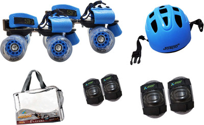 

Jaspo Players Intact Blue Senior Skates Combo (skates+helmet+knee+elbow+bag)suitable for age 6 to 14 years Skating Kit