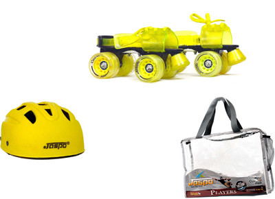 

Jaspo Players Dual Yellow Senior Skates Combo (skates+helmet+bag)suitable for age 6 to 14 years Skating Kit