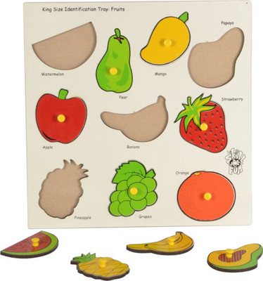 

J H Traders King Size Identification Fruit Learning Educational Wooden Tray(Multicolor)