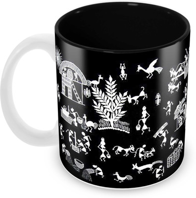 

Tuelip Printed Warli Penting Tea & Coffee Ceramic Mug(350 ml), Multicolor