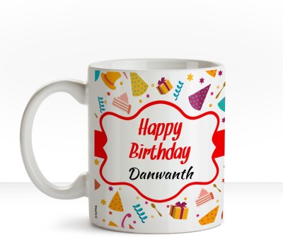 

Huppme Happy Birthday Danwanth name coffee mug Ceramic Mug(350 ml), Multicolor