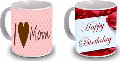 

New Star Light India I Love You Mom & Birthday Printed Coffees Ceramic Mug(350 ml, Pack of 2), Multicolor