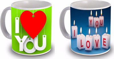 

New Star Light India I Love You Printed Coffee Ceramic Mug(350 ml, Pack of 2), Multicolor