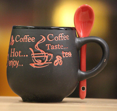 

JIVIANA CAPPUCINNO COFFEE MUG BLACK N RED Ceramic Mug(350 ml, Pack of 2), Black;red