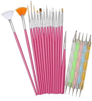 

Gugzy Siempre21 Combo 15 Nail Art Design Brushes Set and 5 Dotting tools Pens, Nail art design painting Set of 20(Multi Color)