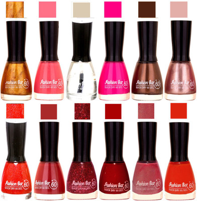 

Fashion Bar Candy different Disco Shades Nail polish combo 1260 Multicolor(Pack of 12)