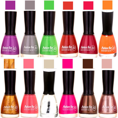

Fashion Bar Candy different Disco Shades Nail polish combo 1278 Multicolor(Pack of 12)