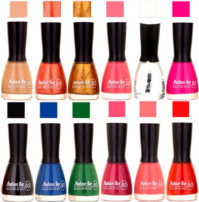 

Fashion Bar Nude,Glitter Orange,Golden,Pink,Transperent,Rani,Black,Blue,Green,Pink,Neon Pink,Red Nail polish Nude,Glitter Orange,Golden,Pink,Transperent,Rani,Black,Blue,Green,Pink,Neon Pink,Red(Pack of 12)