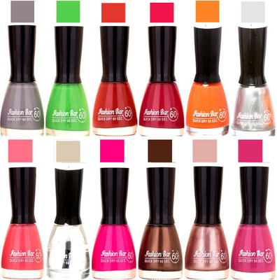 

Fashion Bar Candy different Disco Shades Nail polish combo 1277 Multicolor(Pack of 12)