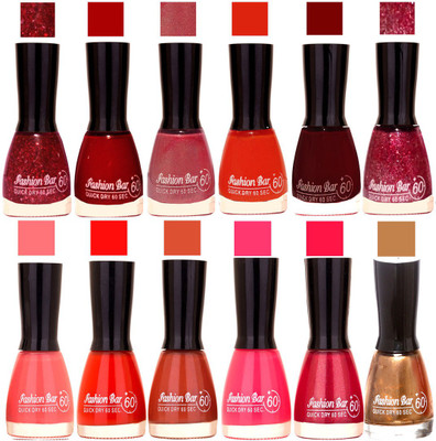 

Fashion Bar Candy different Disco Shades Nail polish combo 1267 Multicolor(Pack of 12)