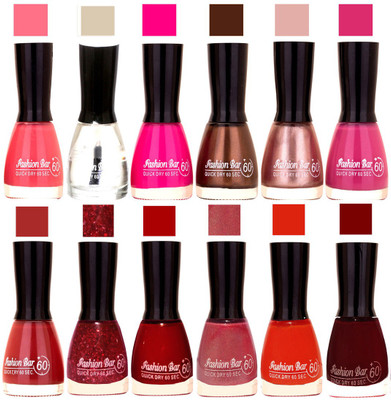 

Fashion Bar Candy different Disco Shades Nail polish combo 1259 Multicolor(Pack of 12)