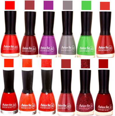 

Fashion Bar Candy different Disco Shades Nail polish combo 1289 Multicolor(Pack of 12)