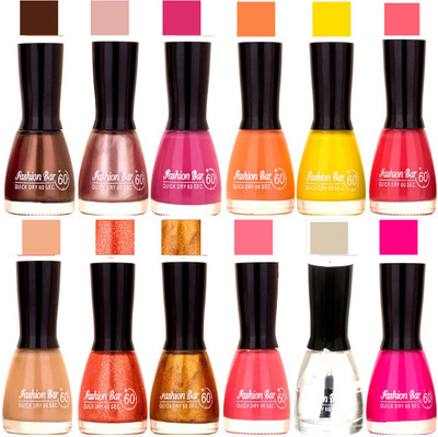 

Fashion Bar Candy different Disco Shades Nail polish combo 1246 Multicolor(Pack of 12)