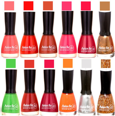

Fashion Bar Candy different Disco Shades Nail polish combo 1294 Multicolor(Pack of 12)