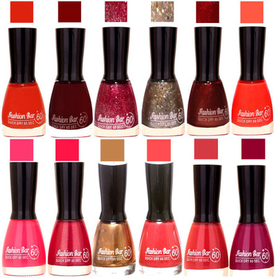 

Fashion Bar Candy different Disco Shades Nail polish combo 1264 Multicolor(Pack of 12)