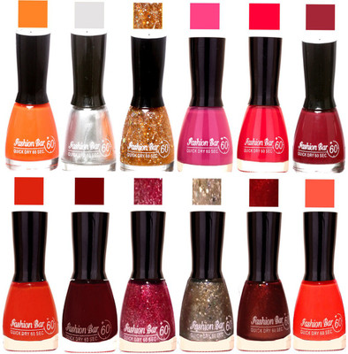 

Fashion Bar Candy different Disco Shades Nail polish combo 1282 Multicolor(Pack of 12)
