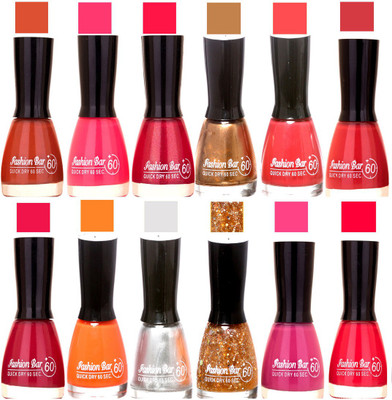 

Fashion Bar Candy different Disco Shades Nail polish combo 1292 Multicolor(Pack of 12)