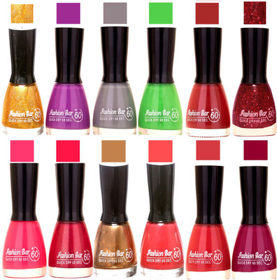 

Fashion Bar Candy different Disco Shades Nail polish combo 1250 Multicolor(Pack of 12)