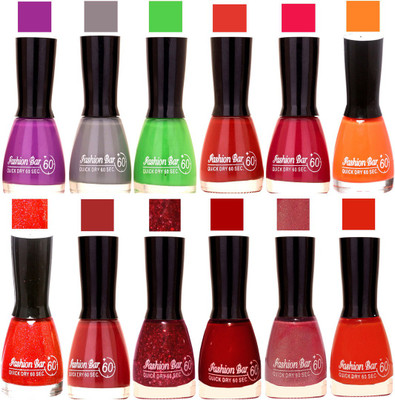 

Fashion Bar Candy different Disco Shades Nail polish combo 1287 Multicolor(Pack of 12)