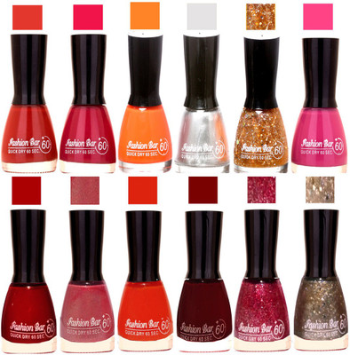 

Fashion Bar Candy different Disco Shades Nail polish combo 1284 Multicolor(Pack of 12)