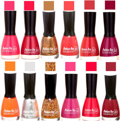 

Fashion Bar Candy different Disco Shades Nail polish combo 1291 Multicolor(Pack of 12)
