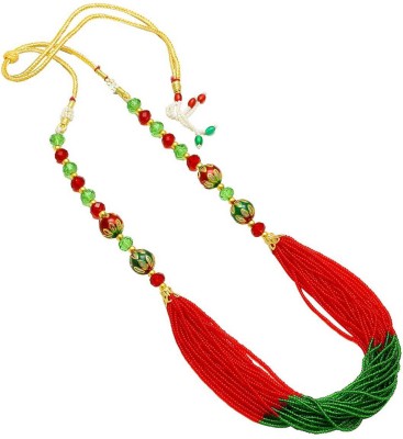 Dzinetrendz Red and Green Multistrand Beaded Meena work Mulitcolor adjustable Bead stone Fashion necklace for Women Crystal Crystal Necklace