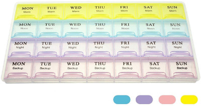 

Besdeals.in 28 28 Days 4 Weeks for 7 days Pill Medicine Box Organizer for Vitamins Tablets. Pill Box(Multicolor)