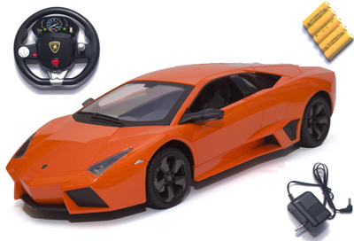 

TWGE Steering Wheel Remote -1:14 Scale Licensed Lamborghini-Radio Control Car-Orange Color-Recharge Batteries and Charger Included(Orange)