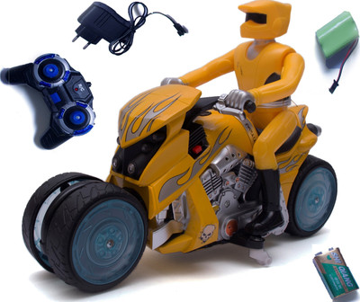 

TWGE Remote Control Bike-Drift Motorcycle-360 Degree Drift-Colourful Light -Yellow Color-rechargeble battery included(Yellow)