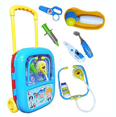 

Darling Toys Trolley Suitcase Doctor Travel Medical Kit Set With Light & Sound Effects - Blue
