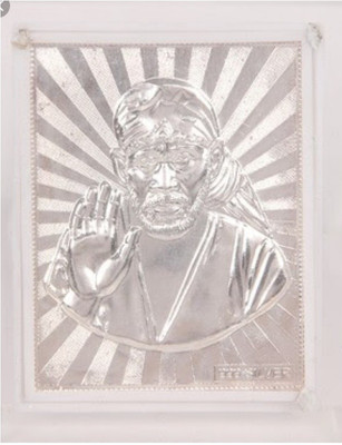 

Amman Gold & Diamond LLP 999 Pure Silver Sai Baba Self Stand Photo Frame Decorative Showpiece - 5.5 cm(Silver, Silver)