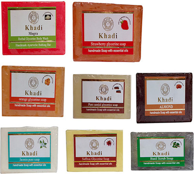 

khadikhazana Khadi Natural Handmade Soaps pack of 8 (125 grams each)(125 g, Pack of 8)