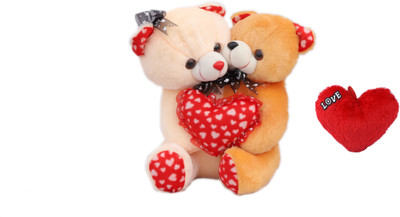 

mega star combo dil and Cute Love Couple Teddy - 35 cm(Multicolor)