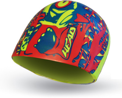 

Head Silicone Sketch Swimming Cap(Green, Pack of 1), Lemon