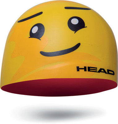 

Head Silicone Sketch Swimming Cap(Multicolor, Pack of 1), Yellow red