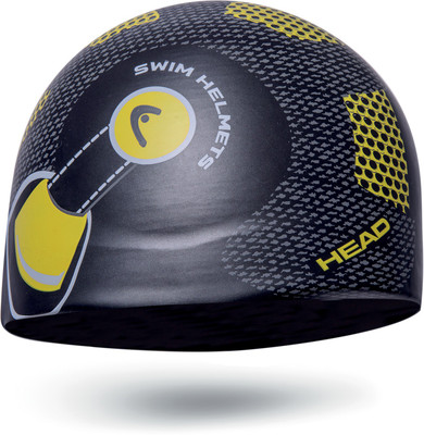 

Head Silicone Sketch Swimming Cap(Black, Pack of 1)
