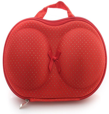

Styleys Bra Bag Innerwear Organizer Travel Organizer (Red with Golden Dot)(Red)