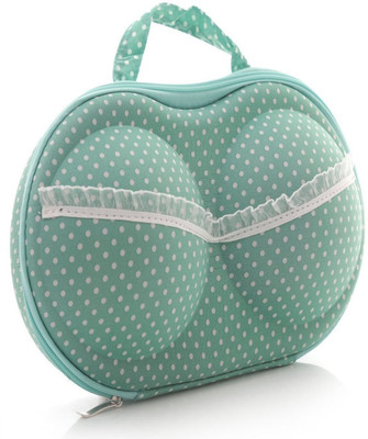 

Styleys Bra Bag Innerwear Organizer Travel Organizer (Green with White Polka Dot)(Green)
