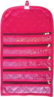 

Atorakushon Watch Chain Bracelet Anklet Foldable Hanging Cosmetic Makeup Travel Organizer case with Zip Storage Bag Jewellery Kit (Pink) Ideal for:Storage of Payal, Watch, Chain, Bracelet Bindi,jewellry Cosmetics etc,Keep your Valuable item safe & Dust fr