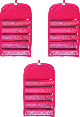 

Atorakushon Pack of 3 Satin Jewellery Organizer WristWatch Payal Chain Bracelet Foldable pouch vanity Bag Cover Travel kit with Zip (Pink) Ideal for:Storage of Payal, Watch, Chain, Bracelet Bindi,jewellry Cosmetics etc,Keep your Valuable item safe & Dust 