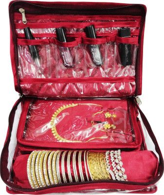 

Atorakushon Locker Jewellery box Wardrobe Organiser Regular Make Up Kit Wedding Collection Gift In satin Vanity Box (Maroon) Ideal for:Storage of Payal, Watch, Chain, Bracelet Bindi,jewellry Cosmetics etc,Keep your Valuable item safe & Dust free,Travellin