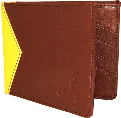 

Orbit Men Brown, Yellow Genuine Leather, Fabric Wallet(6 Card Slots)