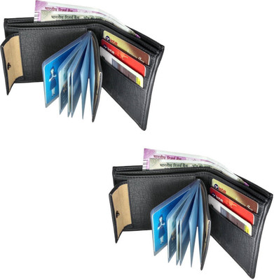

Poland Boys Tan Artificial Leather Wallet(10 Card Slots), Black & black combo