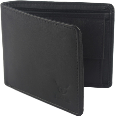 Hidelink Men Black Genuine Leather Wallet(6 Card Slots)