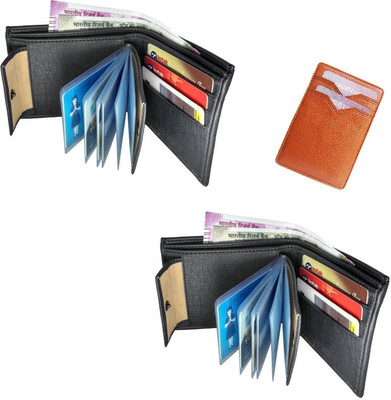 

Poland Boys Tan Artificial Leather Wallet(10 Card Slots), Black combo + cardholder