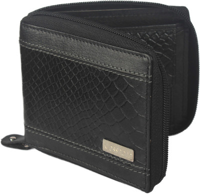 

Krosshorn Men Black Genuine Leather Wallet(6 Card Slots)
