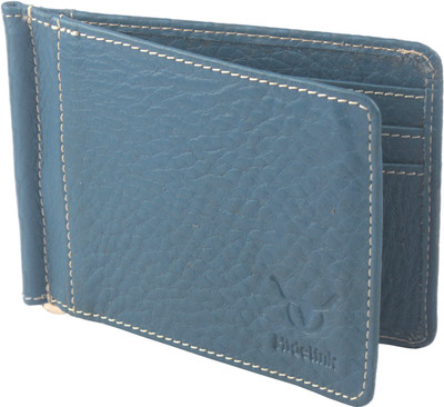 

Hidelink Men Blue Genuine Leather Money Clip(4 Card Slots)